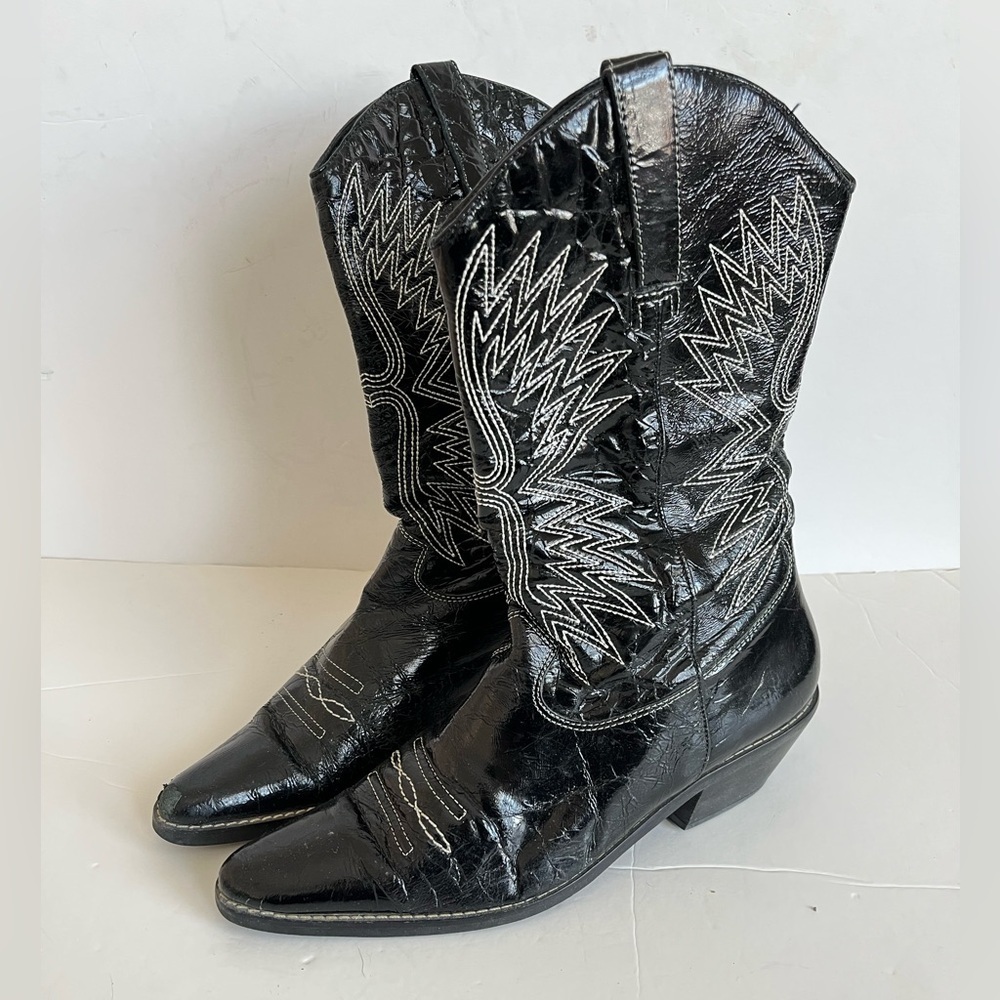 Matisse Black Patent Leather Pointed Toe Western Boots Size 8M